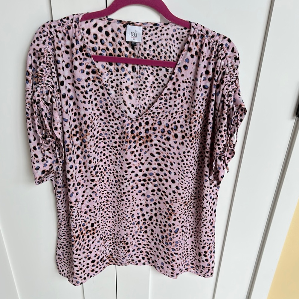 CAbi Pink Blouse Chic Top Size M